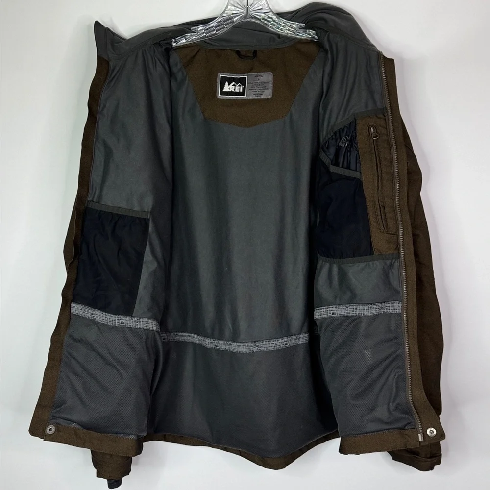 REI E1 Brown Rain Windbreak Jacket Size Large